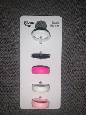 🆕- Silicone Ring Set – White, Black, Hot Pink, Light Pink